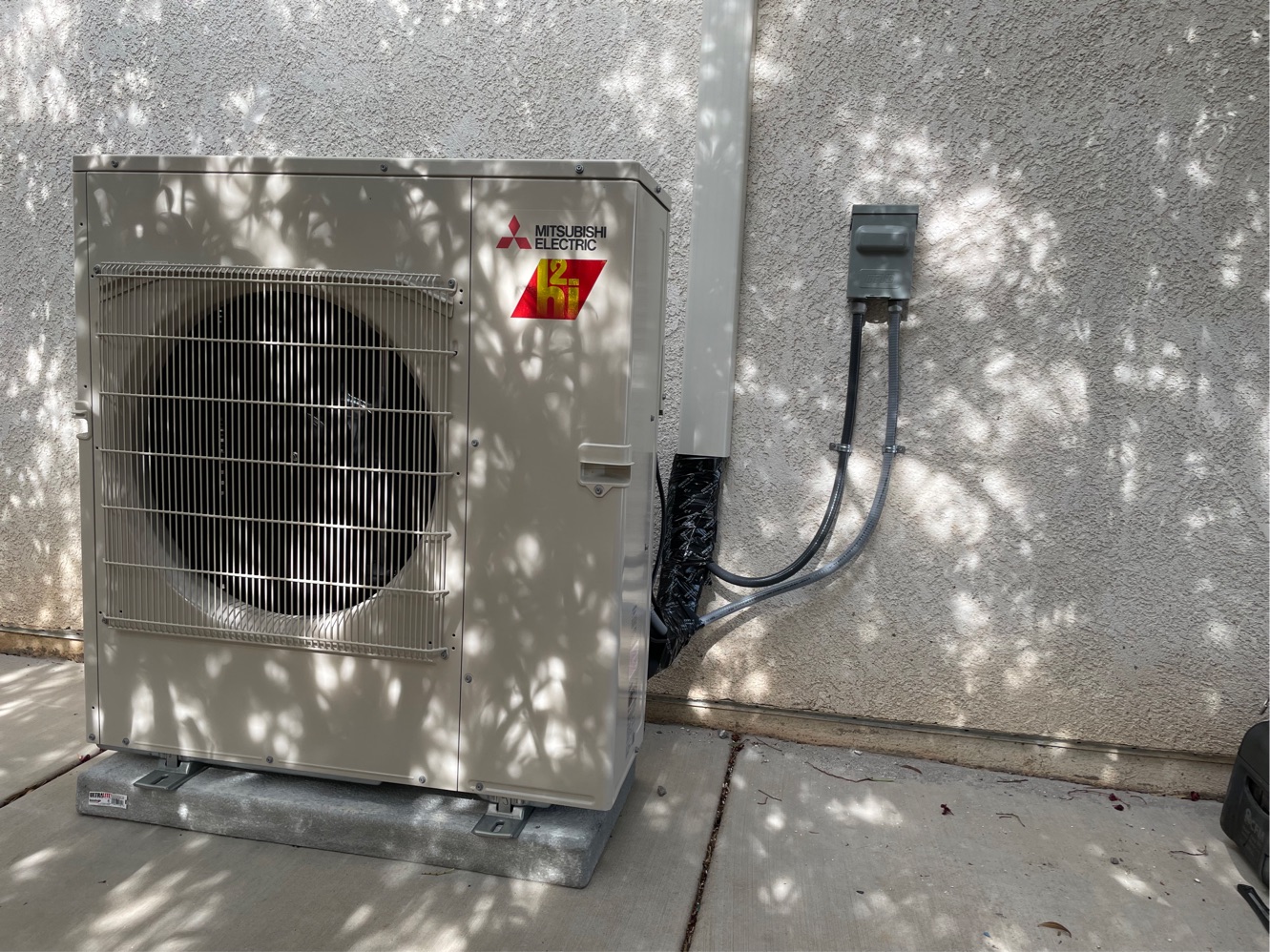 Installed mini split system unit.
