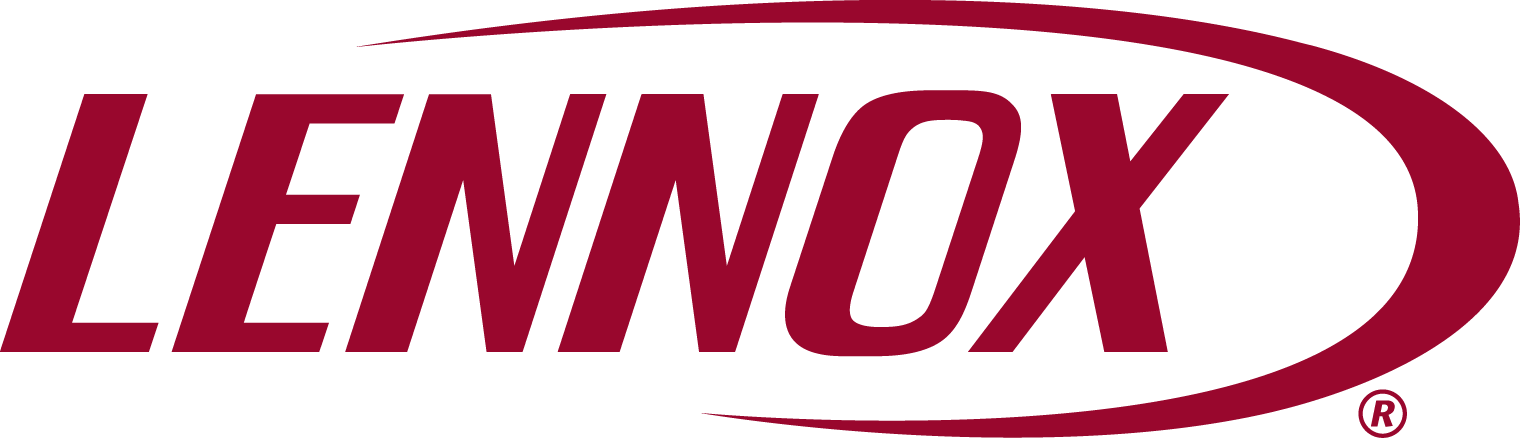 Lennox company logo with red text and a curved line.